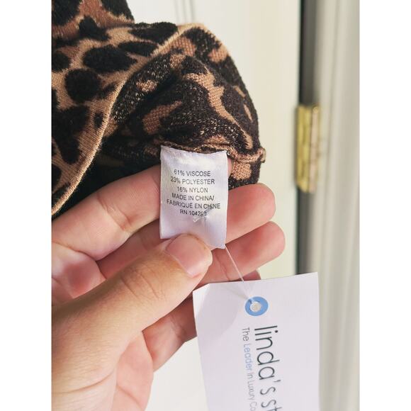 Milly Mock-Neck Sleeveless Cheetah Texture Sweater Vest Knit Top XS Mobwife Luxe - Picture 6 of 7